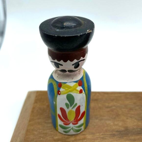 Vintage Hungarian Hand‎ Painted Folk Art Dolls Bottle Stoppers 3 with wood stand - Picture 5 of 7